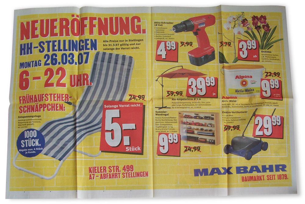 Zur Eröffnung eine riesengroße Zeitungsanzeige