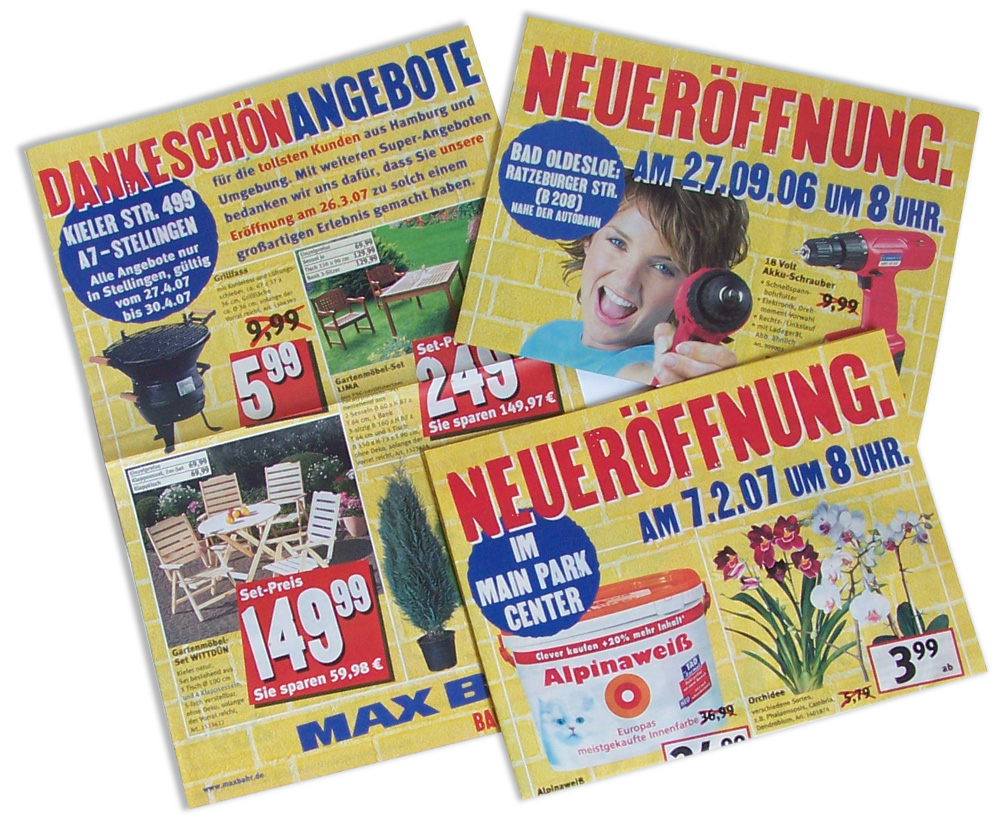Handzettel bzw. Beilagen für einen Baumarkt